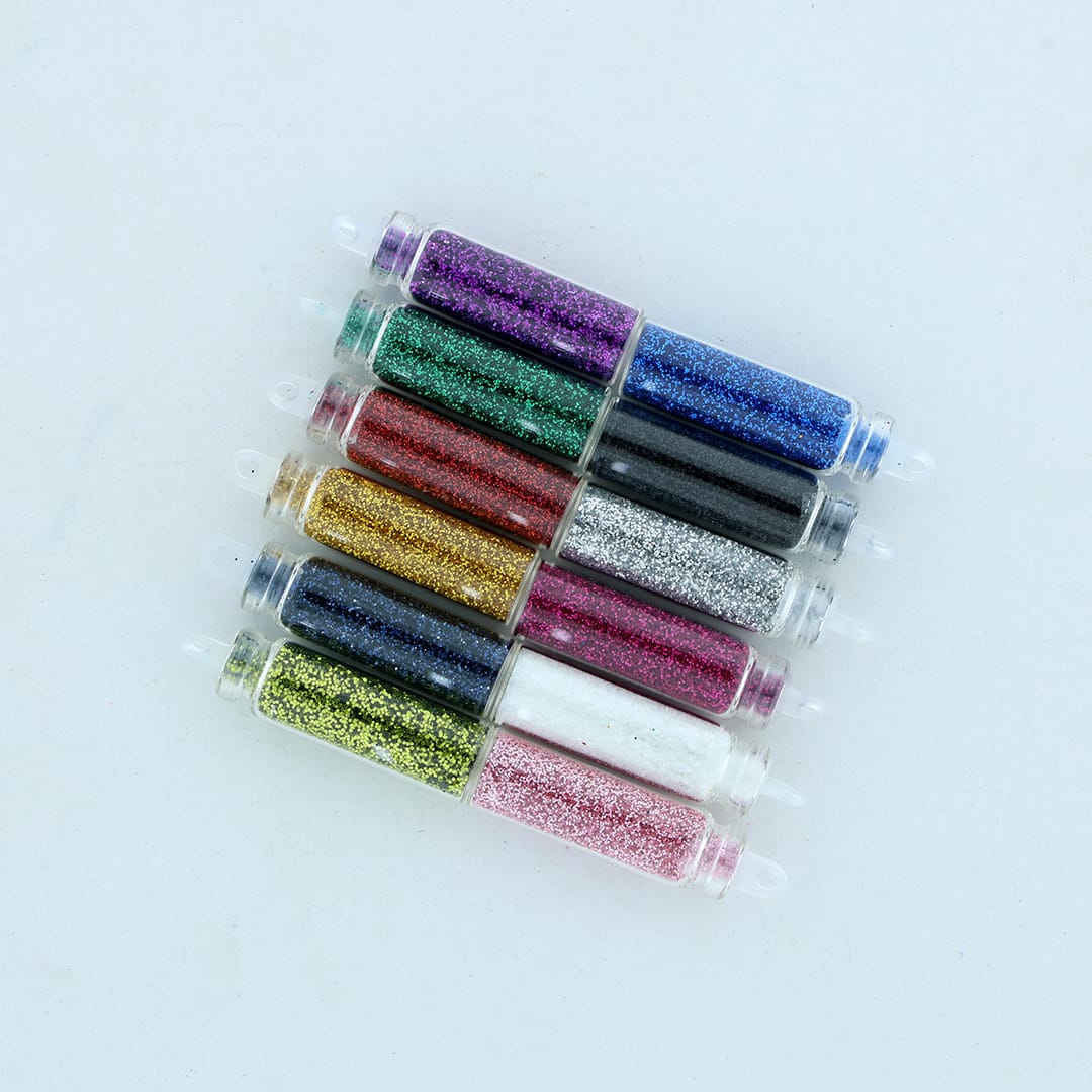 My Store GLITTERS 12 In 1 Col Glitter Powder Message Bottle Set