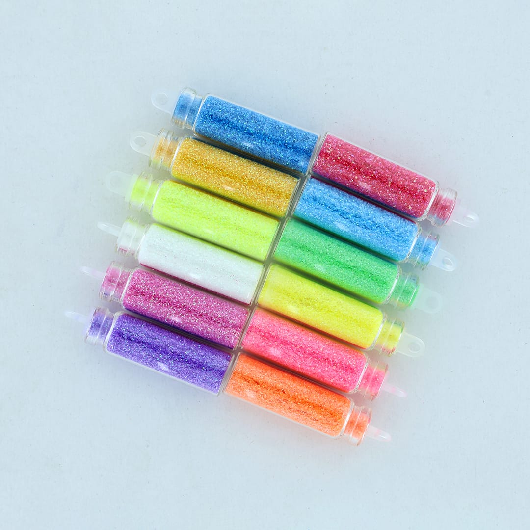 My Store GLITTERS 12 In 1 Col Big Particle Glitter Powder Message Bottle Set