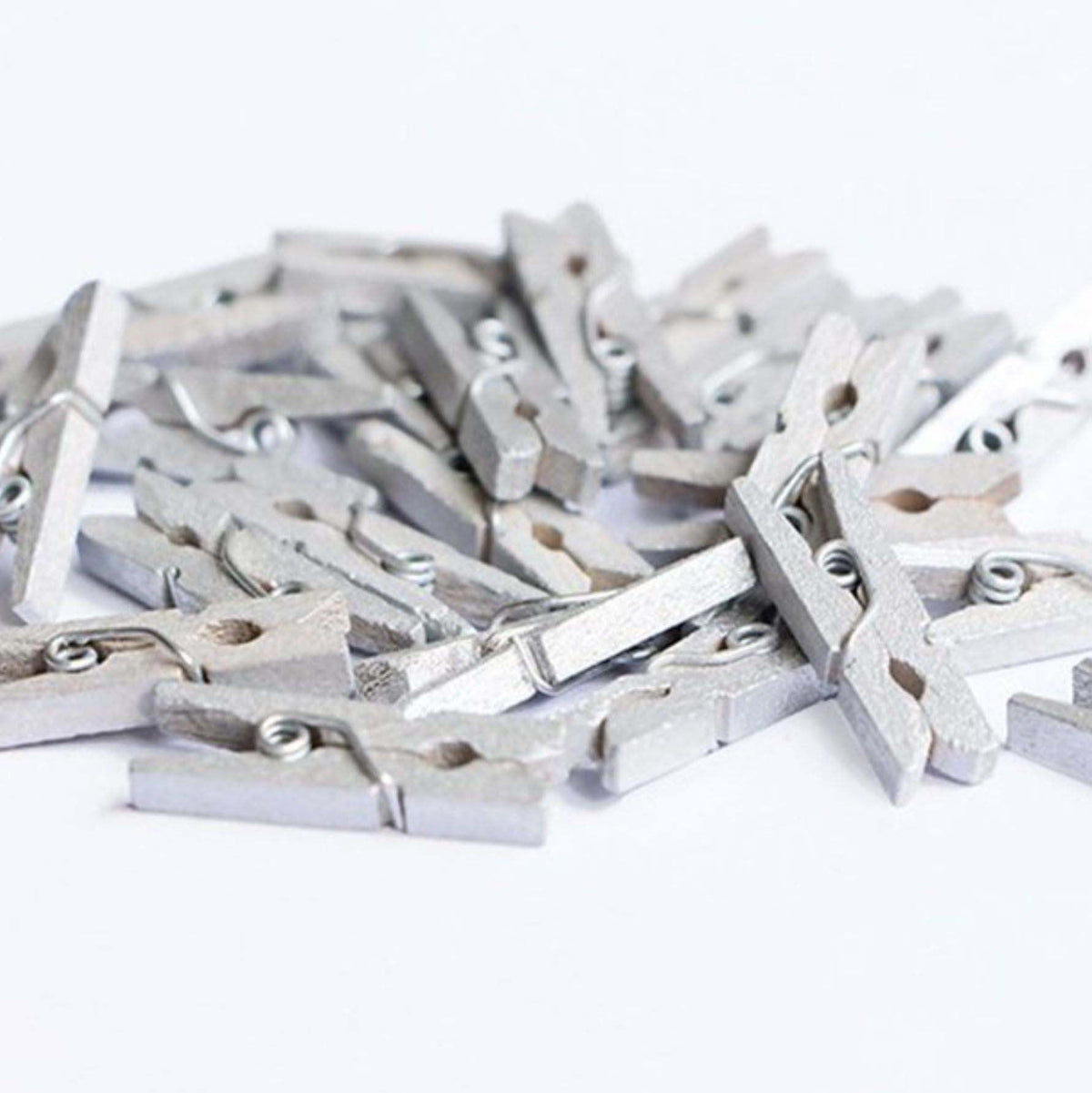 Metallic Wooden Clips (SILVER) (2.5CM)