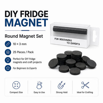 GENERIC 10 × 3 mm Round Black Ferrite Magnets – Pack of 25