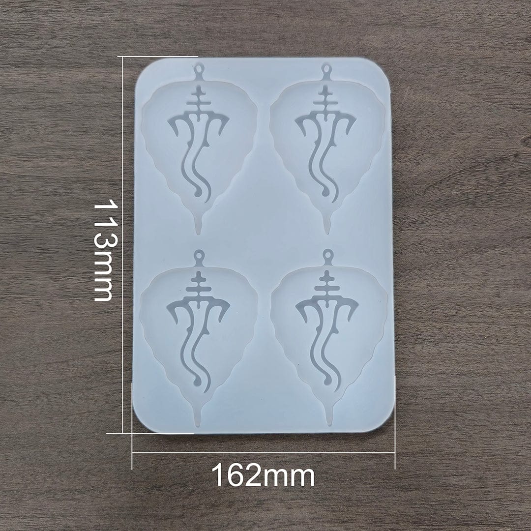 Crafteria Silicon Mould 4 Cavity Leaf Ganpatiji (Ganesh) Keychain Mould