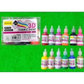 My Store PAINTING ACC 12 In 1 3D Fabric Paint Unwashable Set(12 X 30Ml)
