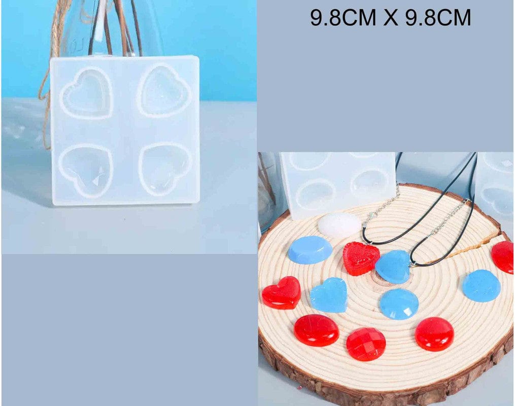 My Store Silicon Mould 4 CAVITY MIX HEART PENDANT JEWELLERY & KEYCHAIN MOULD