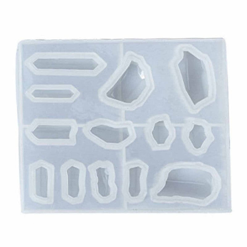 My Store Silicon Mould 13 CAVITY UNEVEN SHAPE STONE PENDANT JEWELLERY MOULD