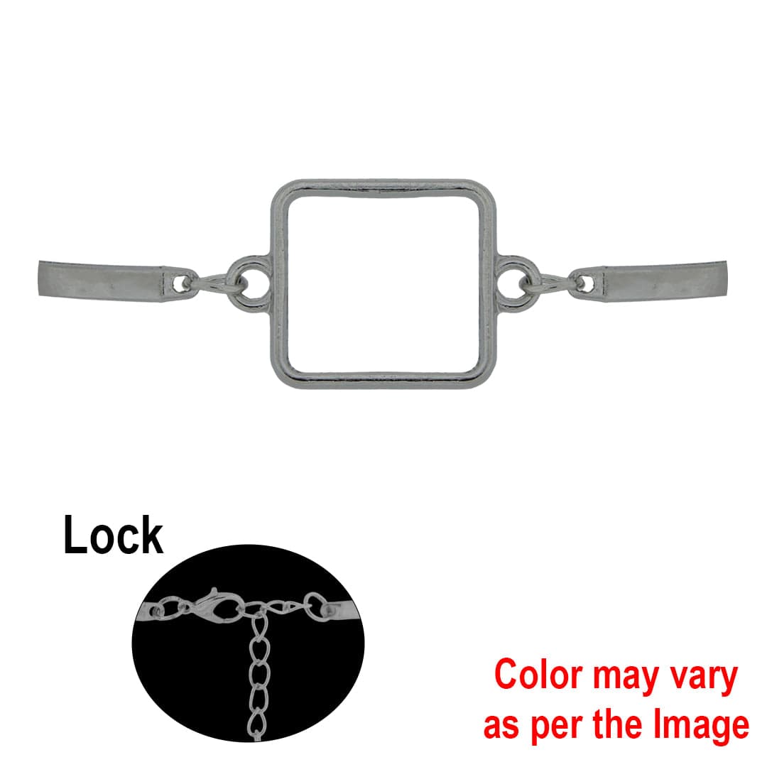 Crafteria Silver 1Pc Square Bracelet Bezels