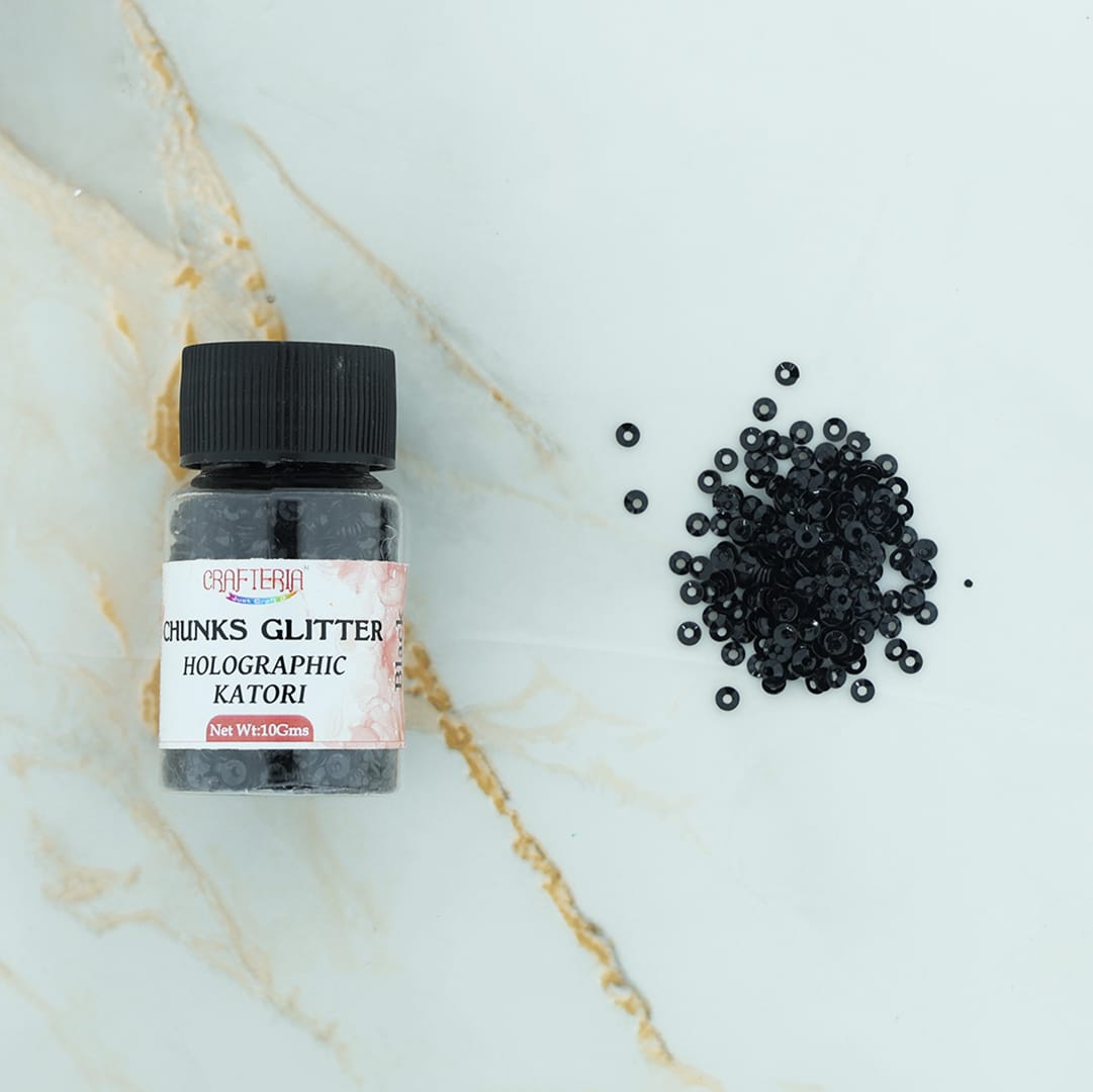 Crafteria Black Chunks Glitter Holographic Katori 10g
