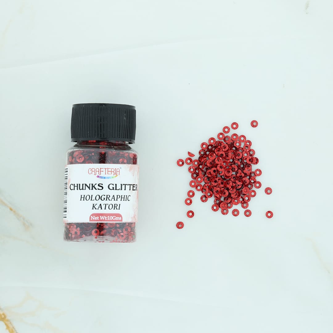 Crafteria Red Chunks Glitter Holographic Katori 10g