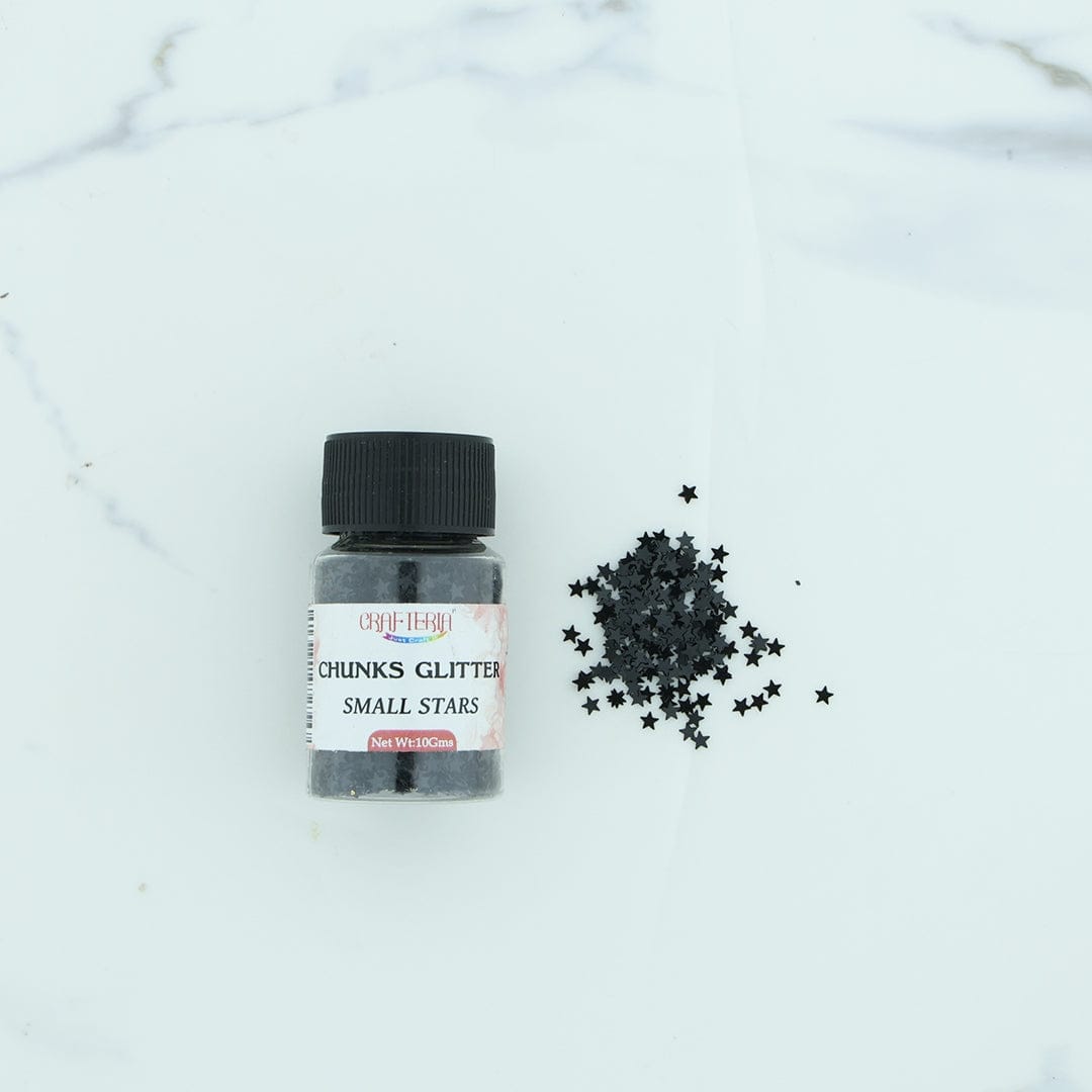 Crafteria Black Chunks Glitter Plain Small Star 10g