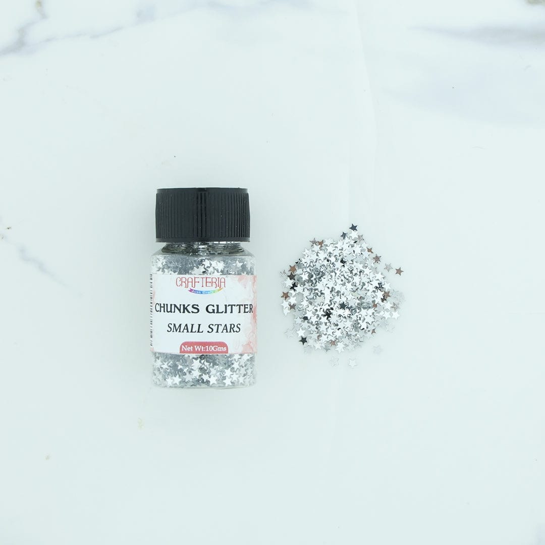 Crafteria Silver Chunks Glitter Plain Small Star 10g