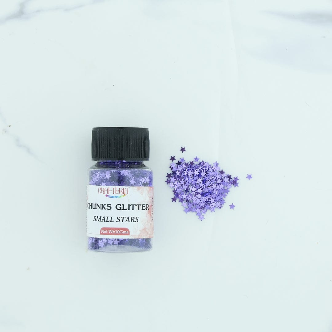 Crafteria Violet Chunks Glitter Plain Small Star 10g