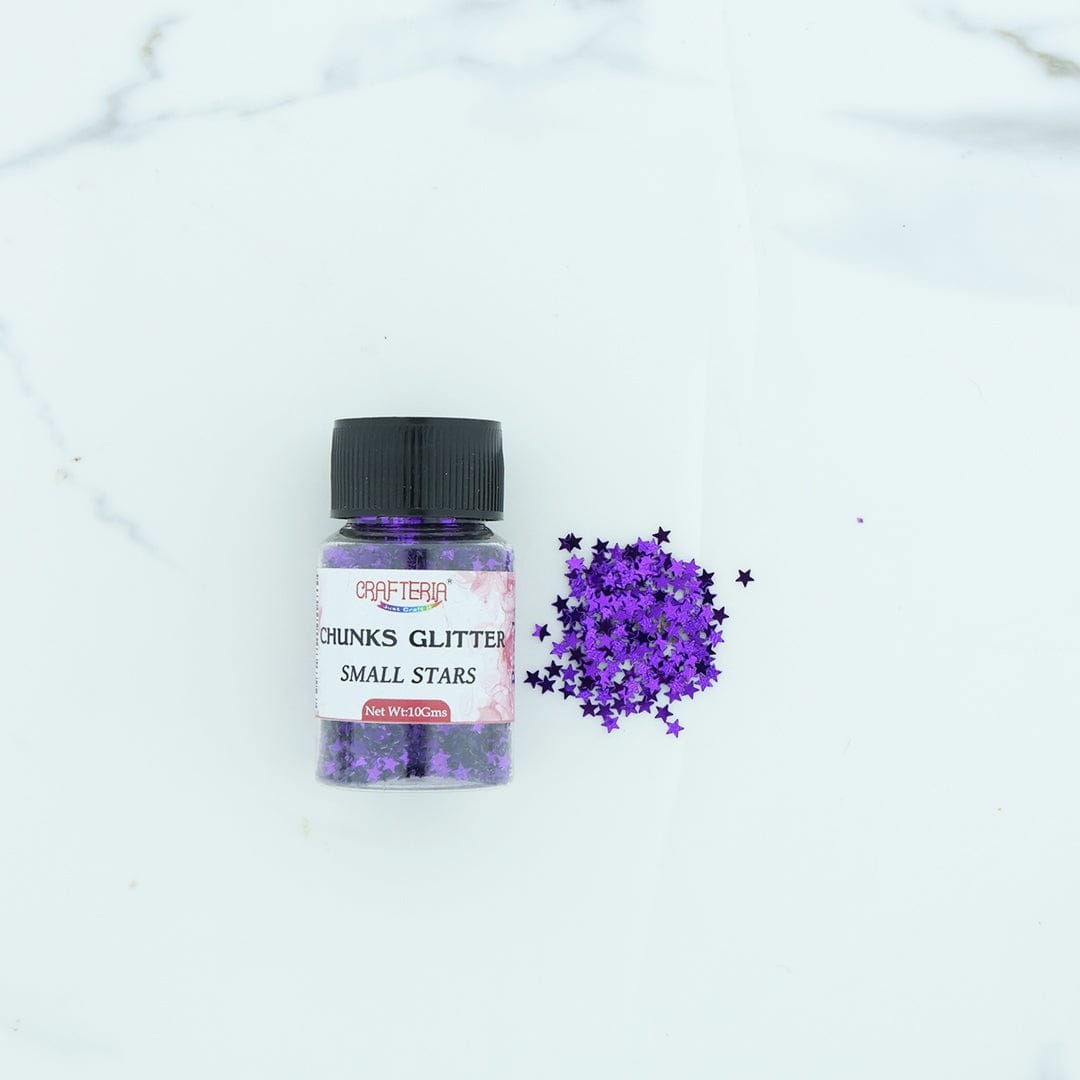 Crafteria Purple Chunks Glitter Plain Small Star 10g
