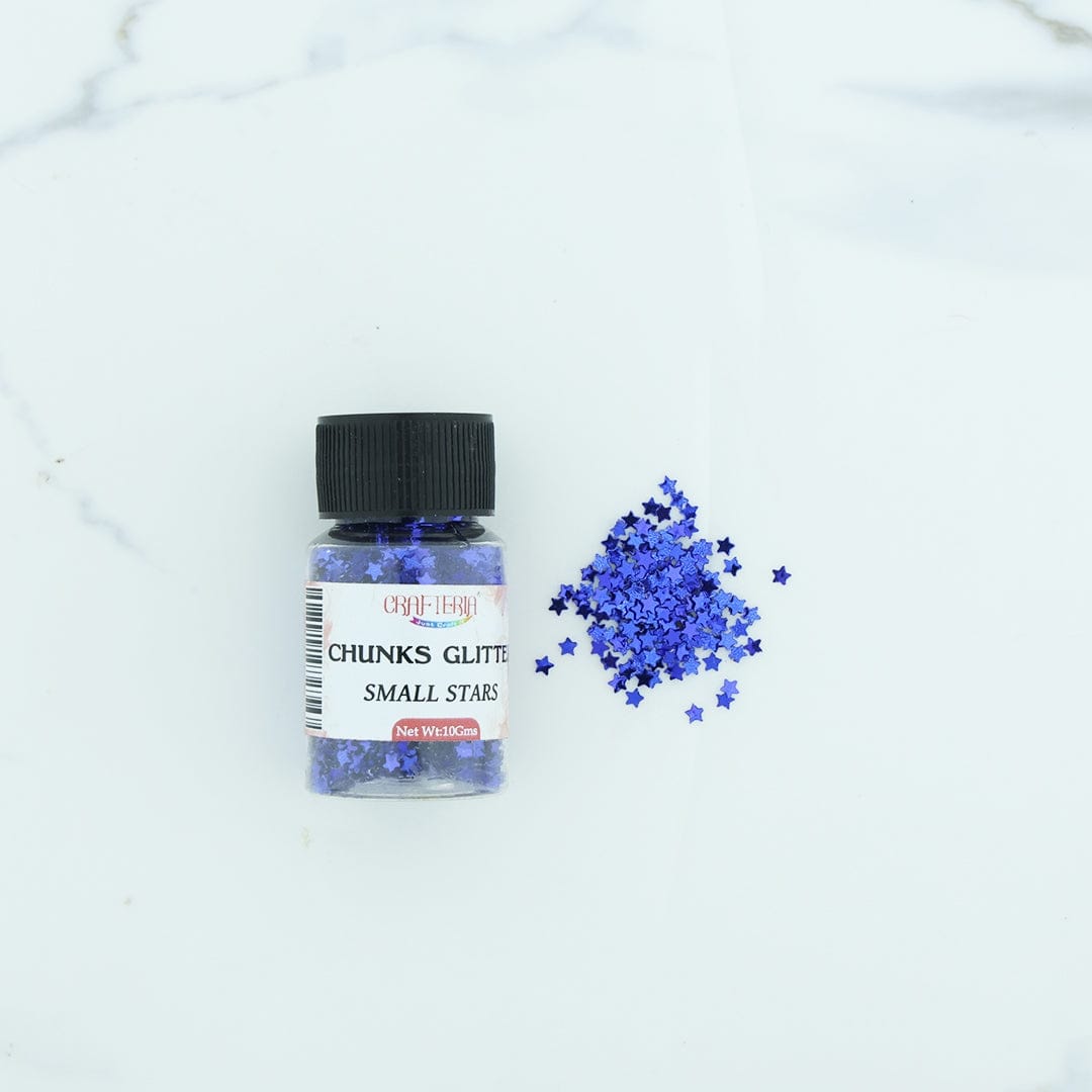 Crafteria Royal Blue Chunks Glitter Plain Small Star 10g
