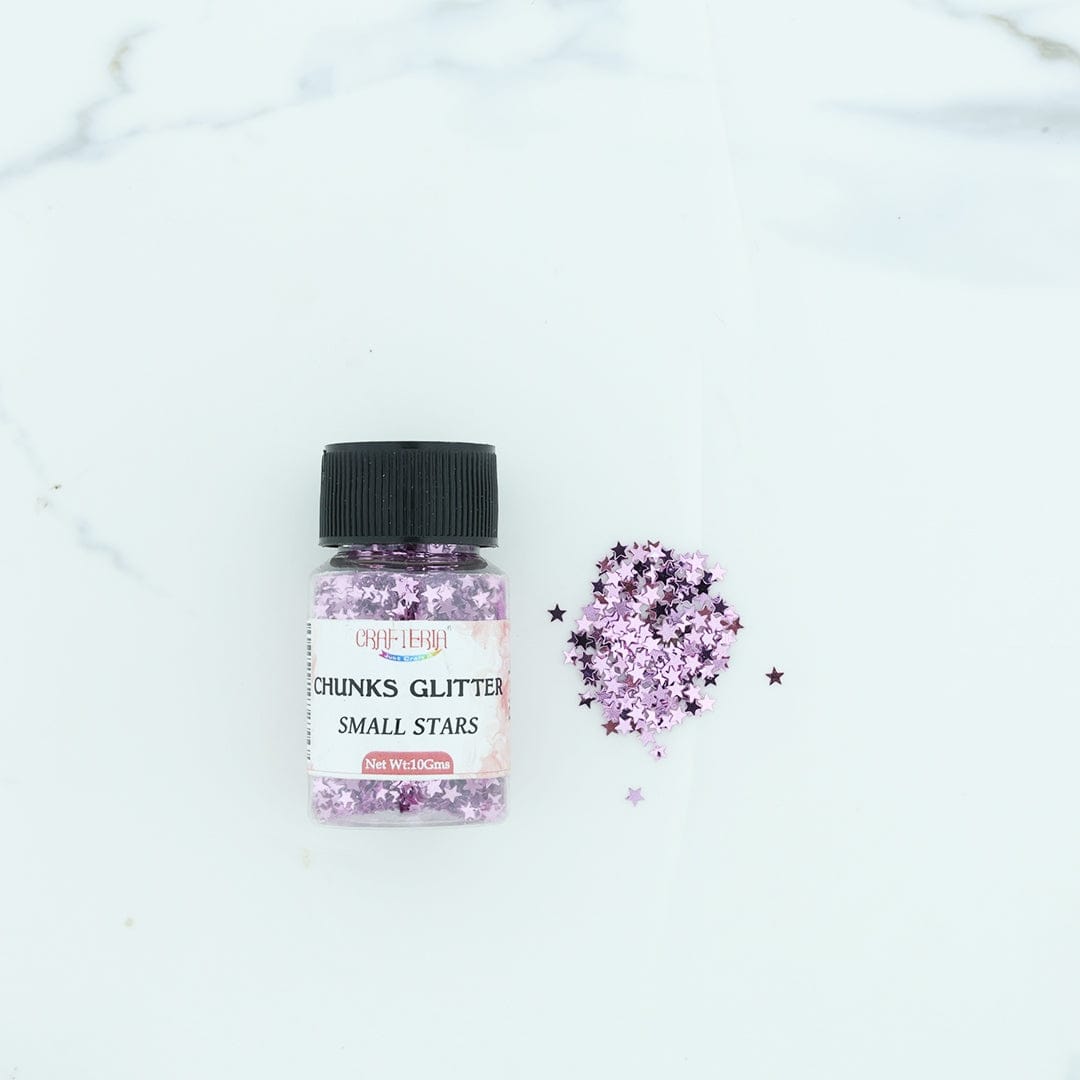 Crafteria Pink Chunks Glitter Plain Small Star 10g