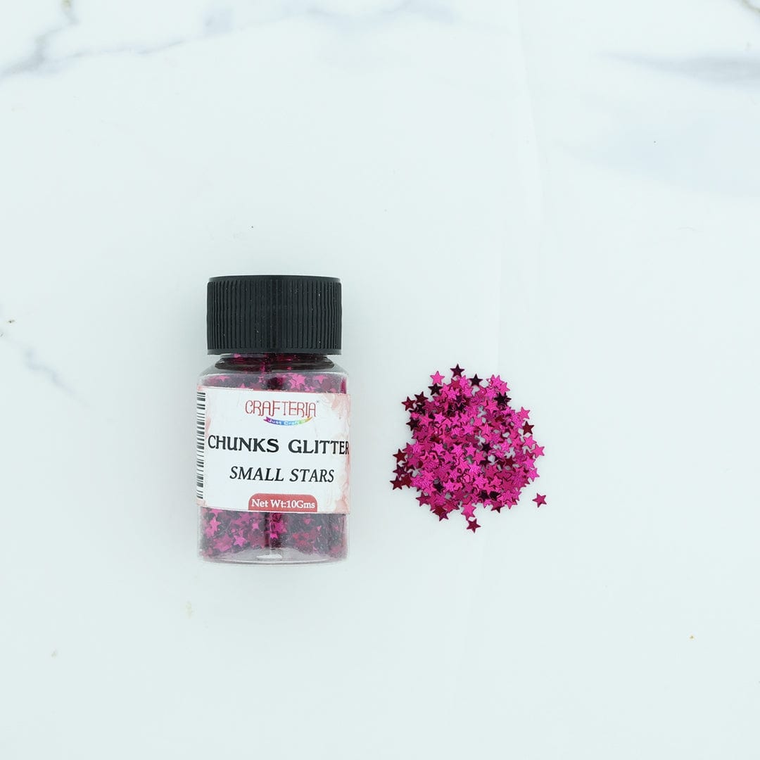 Crafteria Magenta Chunks Glitter Plain Small Star 10g