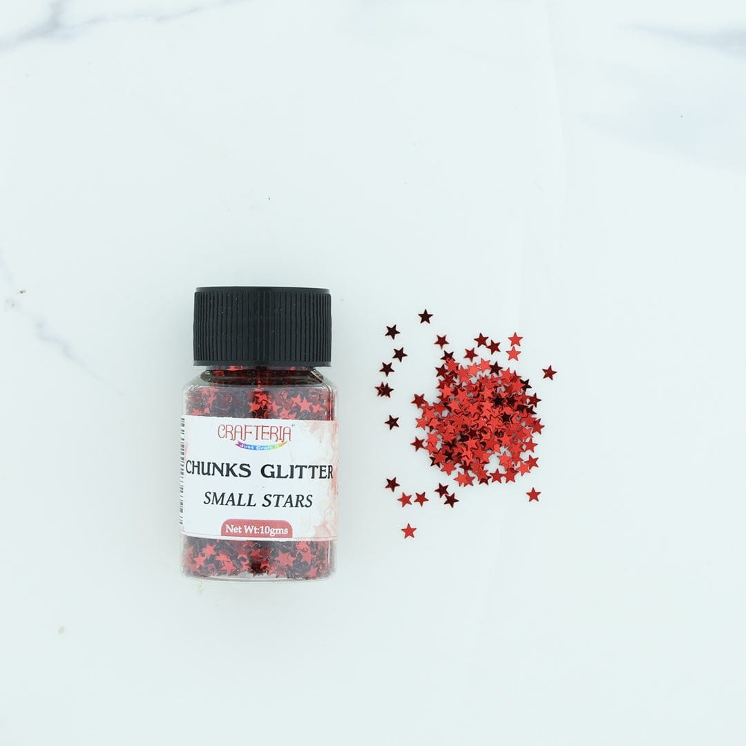 Crafteria Red Chunks Glitter Plain Small Star 10g