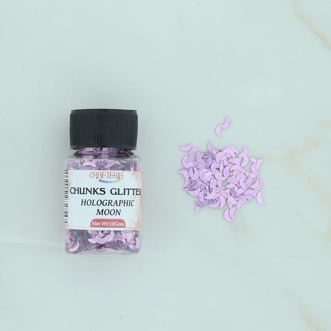 Crafteria Pink Chunks Glitter Holographic Moon 10g