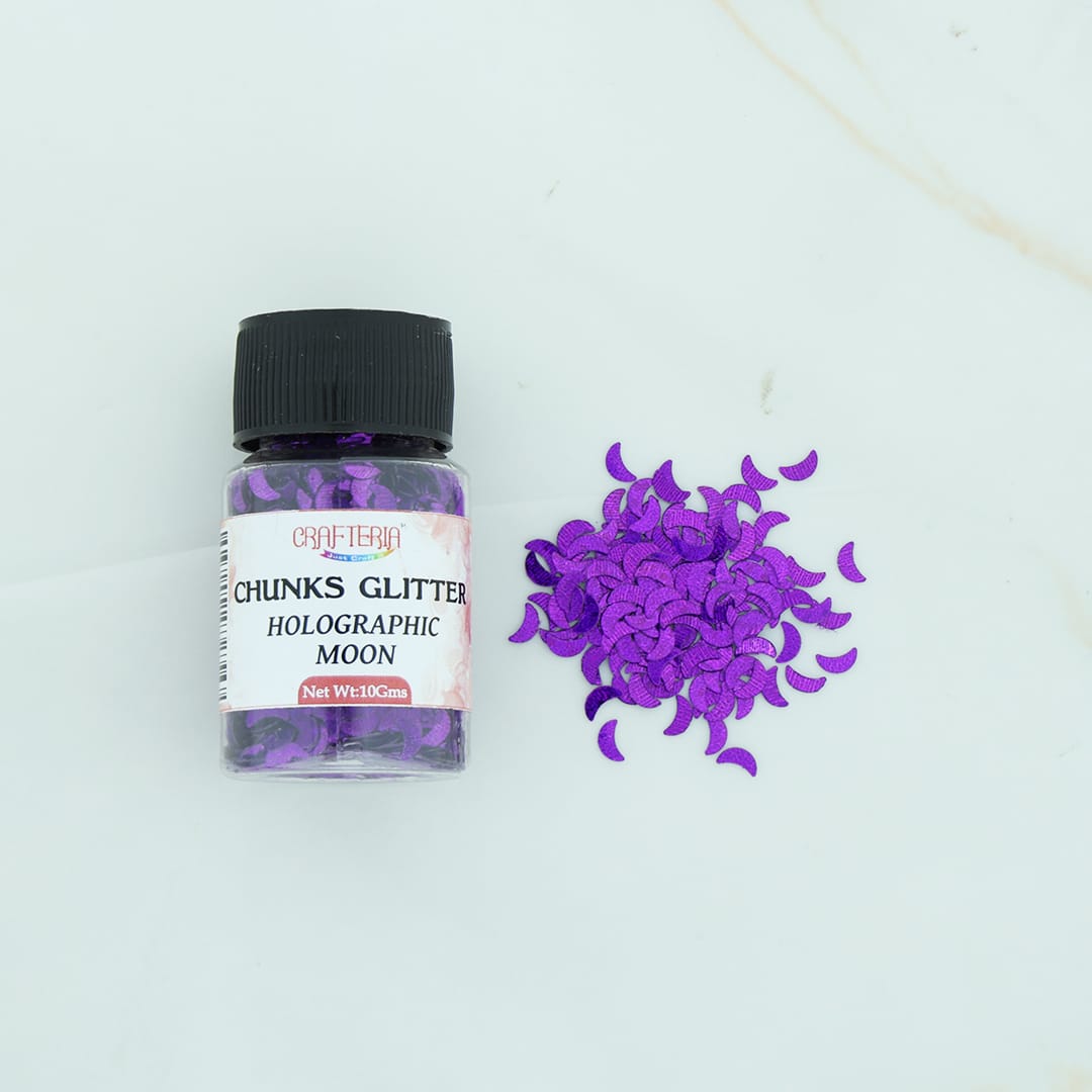 Crafteria Purple Chunks Glitter Holographic Moon 10g