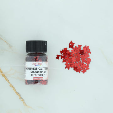 Crafteria Red Chunks Glitter Holographic Butterfly 10g
