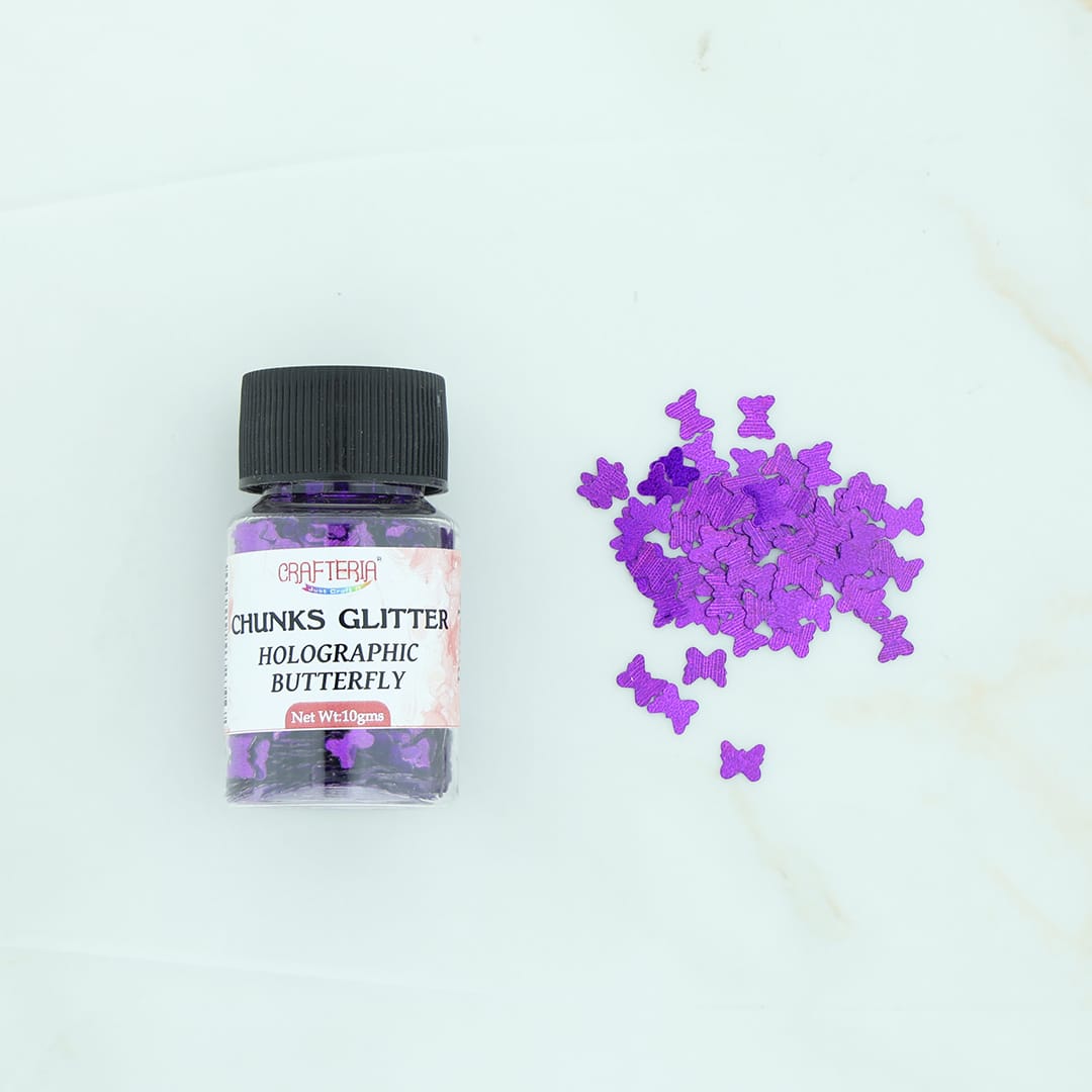 Crafteria Purple Chunks Glitter Holographic Butterfly 10g