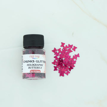 Crafteria Magenta Chunks Glitter Holographic Butterfly 10g