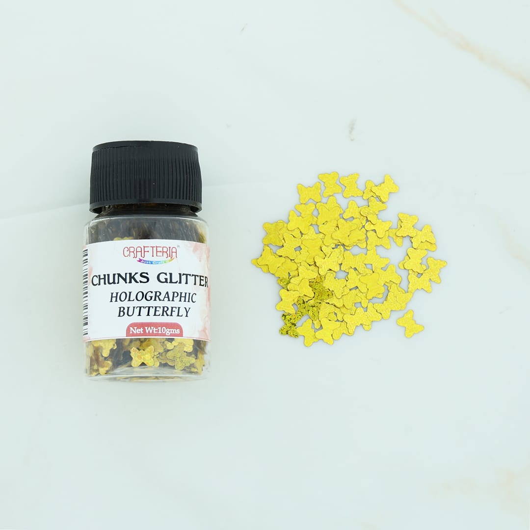 Crafteria Gold Chunks Glitter Holographic Butterfly 10g