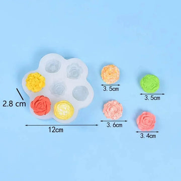 My Store Handmade Mould 6 Cavity 3D Flower Rose & Chrysanthemum Shapes Handmade Mould