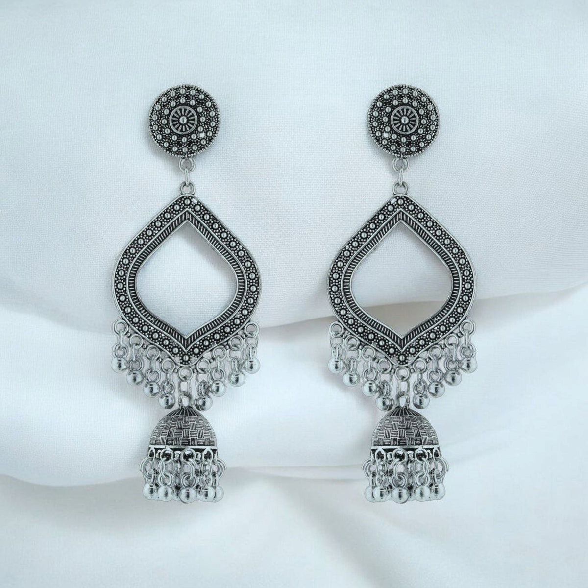 Crafteria Oxidized Silver Jhumka Design 9