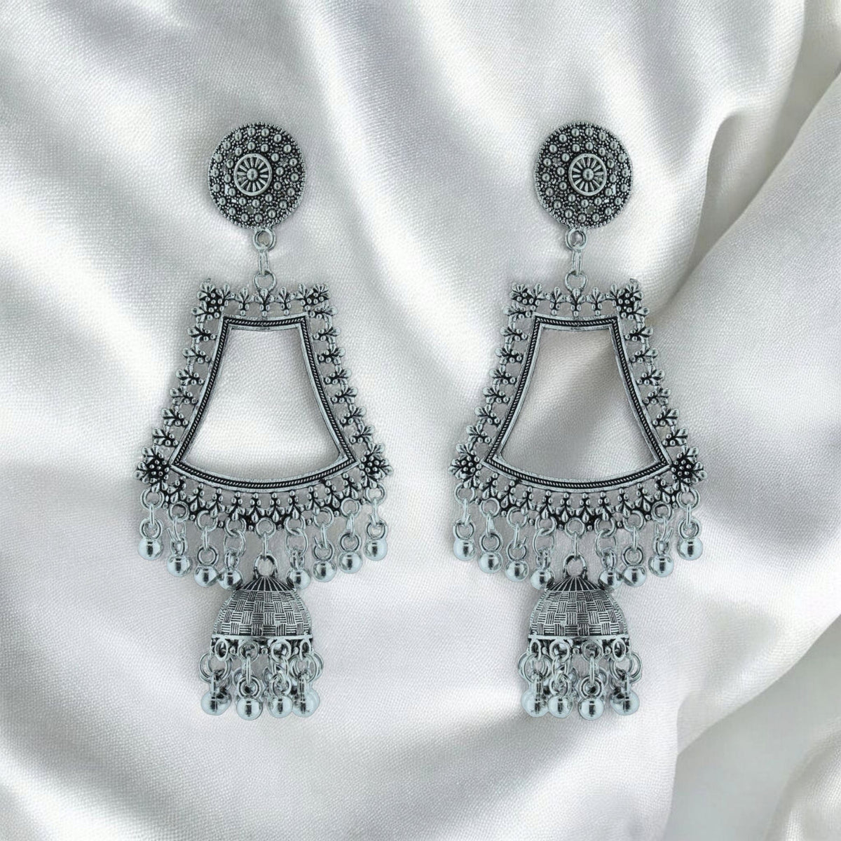 Crafteria Oxidized Silver Jhumka Design 10