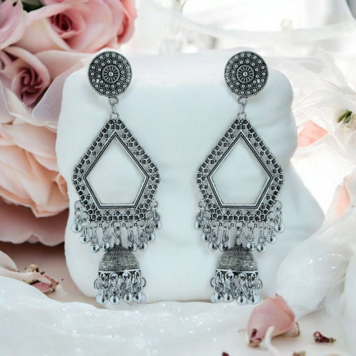 Crafteria Oxidized Silver Jhumka Design 11