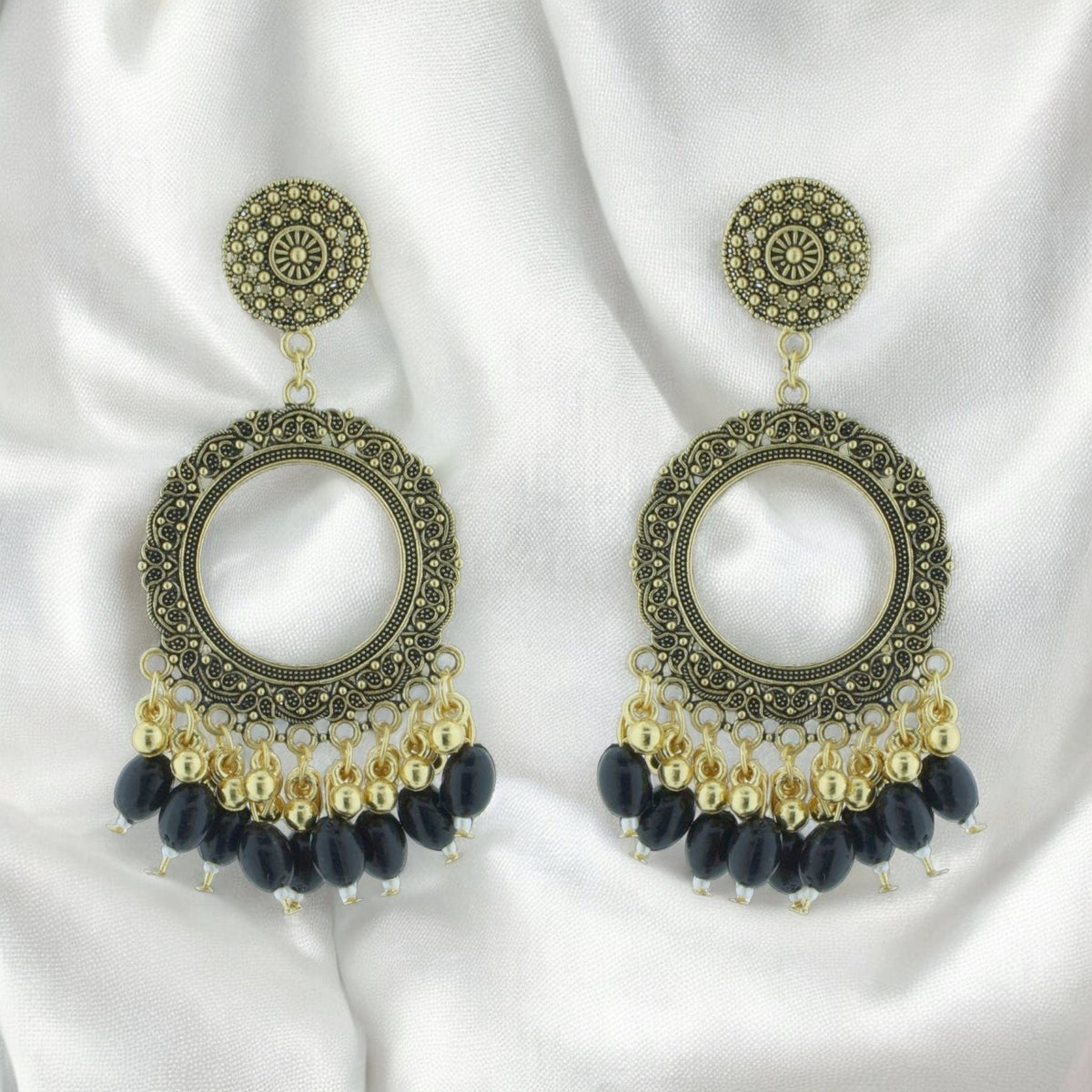 Crafteria Oxidized Gold Jhumka Design 13