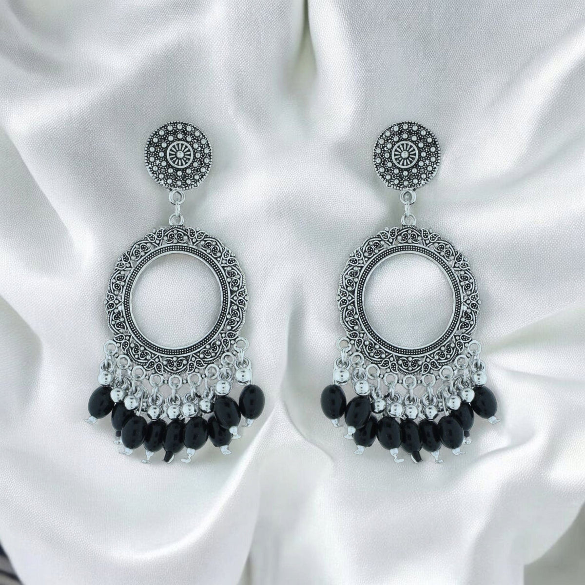 Crafteria Oxidized Silver Jhumka Design 13