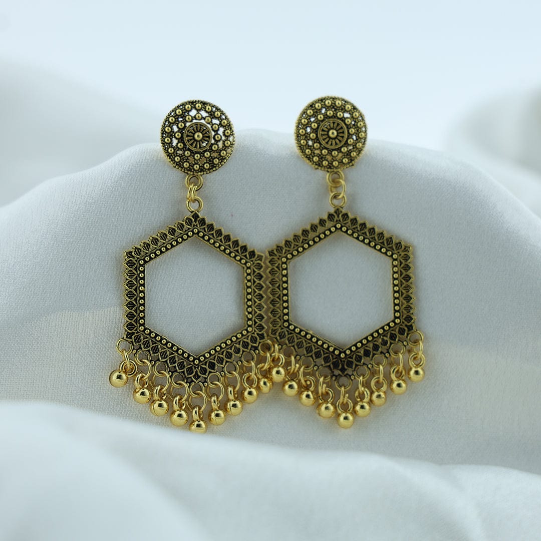 Crafteria Oxidized Gold Jhumka Design 16