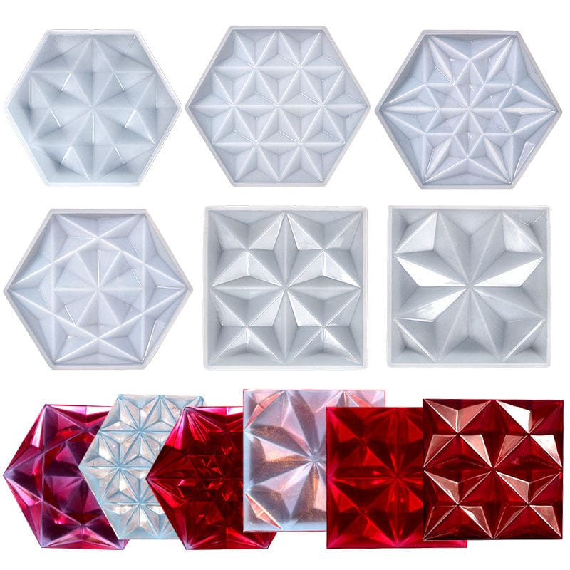 My Store Silicon Mould Hexagon With 3D 6 Corner Star Coaster Mould Design No : 1