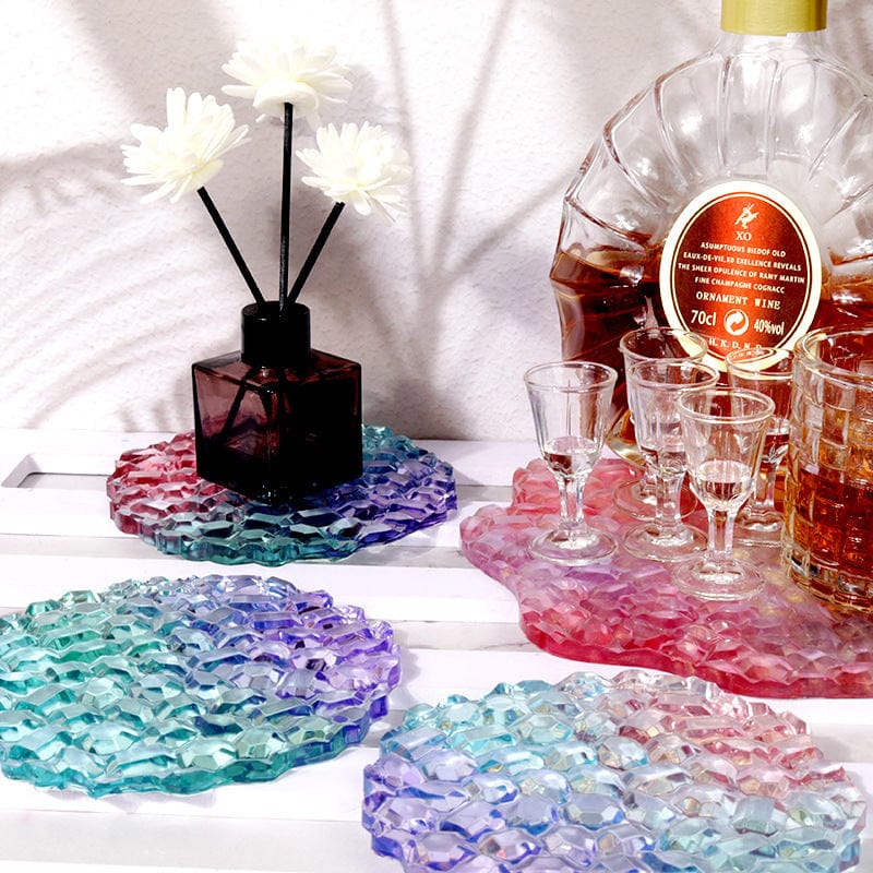 My Store Silicon Mould Round Agate Mosaic Texture Coaster Mould Des No : 2
