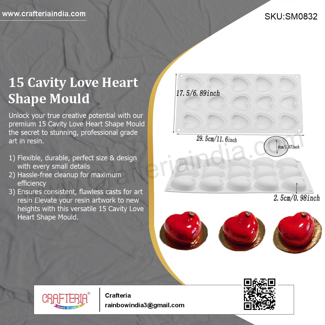 My Store Silicon Mould 15 Cavity Love Heart Shape Mould