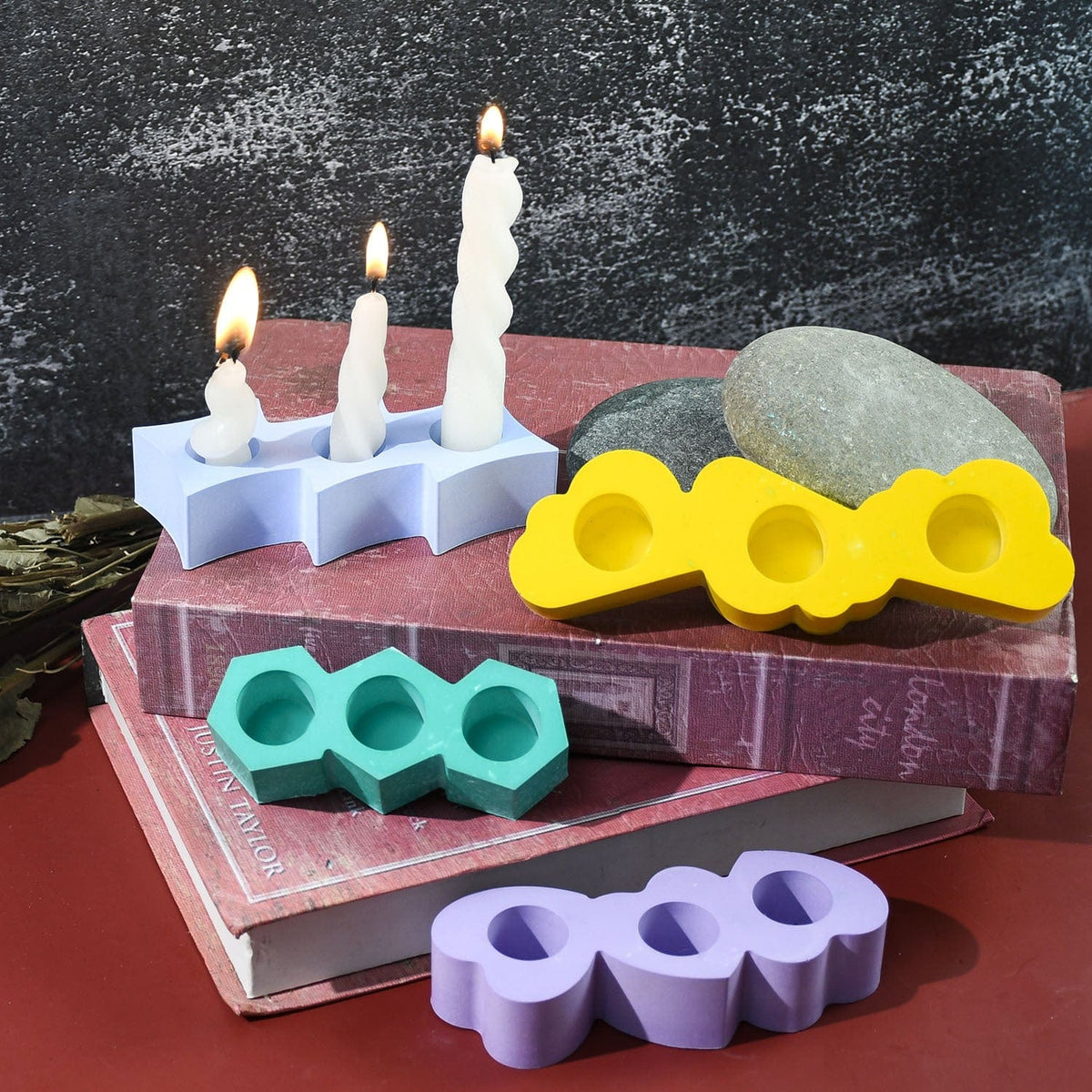 My Store Silicon Mould 3 Hole Square Candle Holder Mould