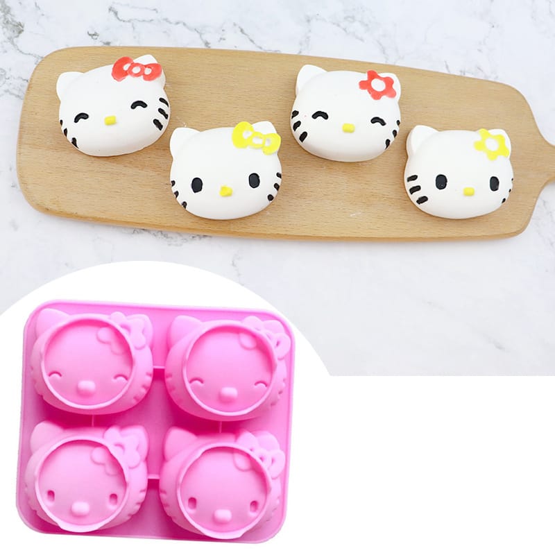 My Store Silicon Mould 4 Cavity Hello Kitty Silicone Cake and Soap Mould