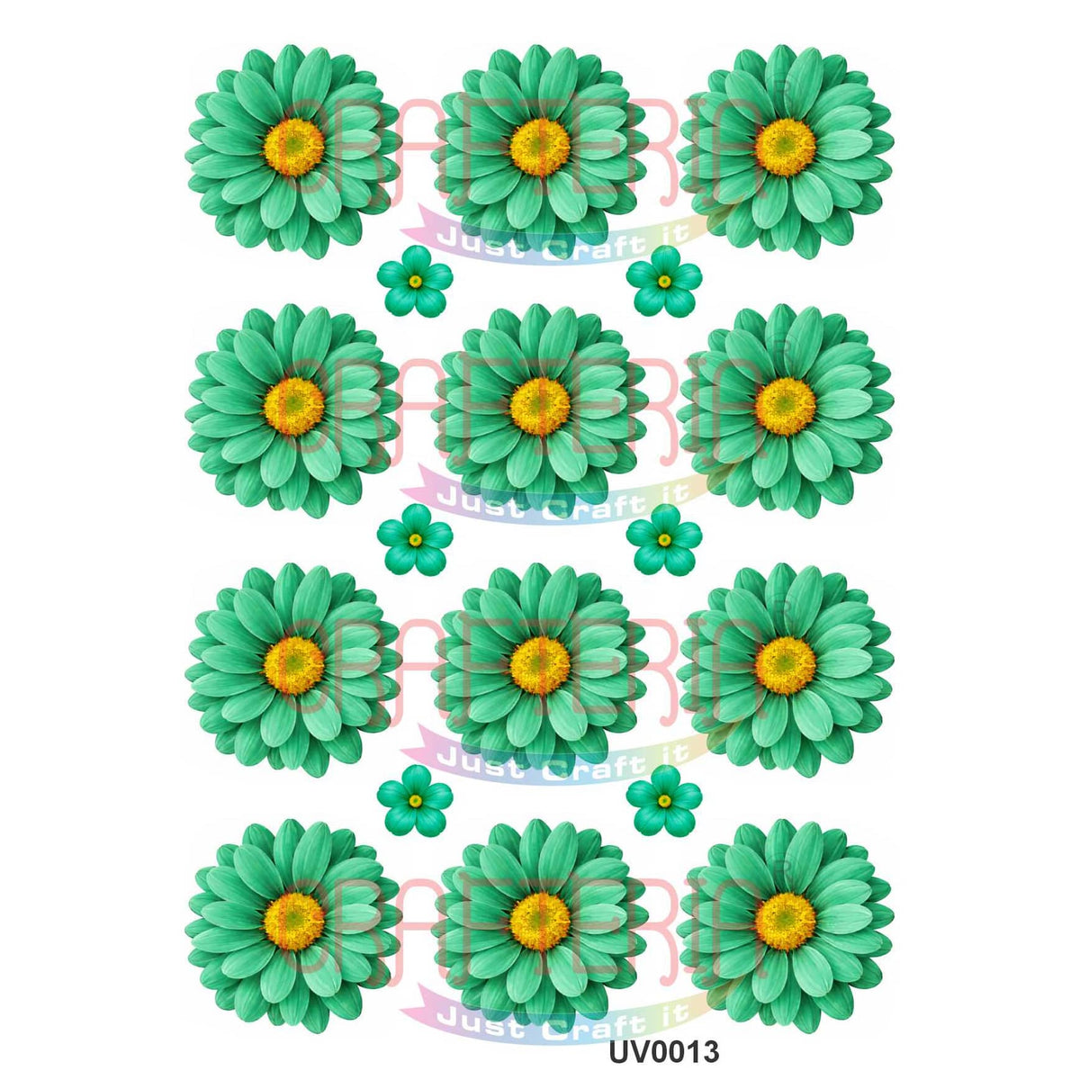 Crafteria Rama Green Daisy Flowers UV DTF Sticker