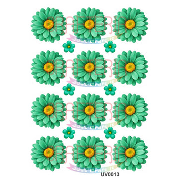 Crafteria Rama Green Daisy Flowers UV DTF Sticker
