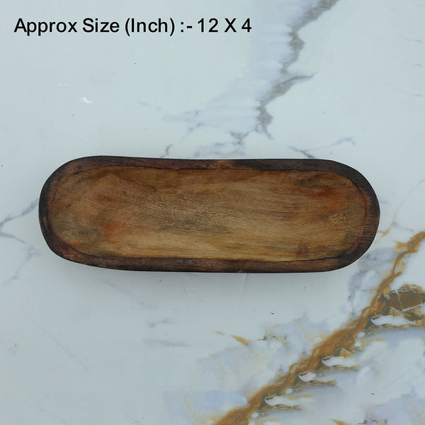 12 X 4 (Approx) Wooden Candle Oval Bowl